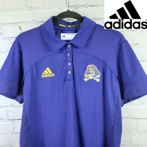 NWT ADIDAS PURPLE POLO SHIRT EAST CAROLINA PIRATE